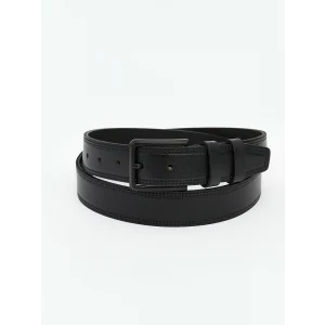 LCW ACCESSORIES Siyah Deri Görünümlü Erkek Kemer