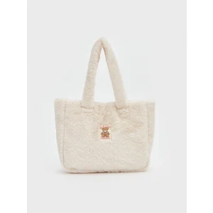 LCW ACCESSORIES Bej Ayı Nakışlı Pelüş Kız Çocuk Omuz Çantası