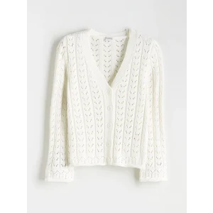 LCW Kids Ekru V Yaka Ajurlu Kız Çocuk Triko Hırka