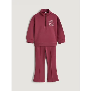 LCW Kids Bordo Baskılı Kız Çocuk Sweatshirt ve Pantolon 2li