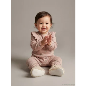 LCW baby Kahverengi Fırfır Detaylı Kız Bebek Tulum