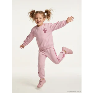 LCW Kids Pembe Fiyonklu Kız Çocuk Kalın Sweatshirt ve Eşofman Altı