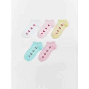 LCW Kids Beyaz Desenli Kız Çocuk Patik Çorap 5li