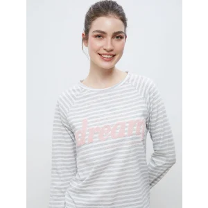 LCW DREAM Gri Bisiklet Yaka Nakışlı Kadın Pijama Takımı