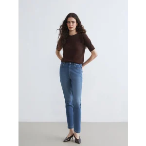 LCWAIKIKI Classic İndigo Beli Lastikli Slim Mom Kadın Jean Pantolon