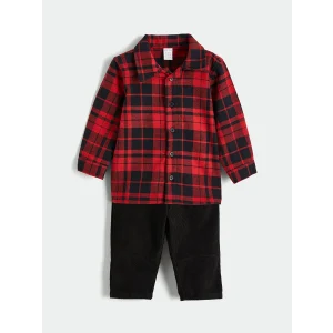 LCW baby Kırmızı Ekose Erkek Bebek Gömlek ve Pantolon