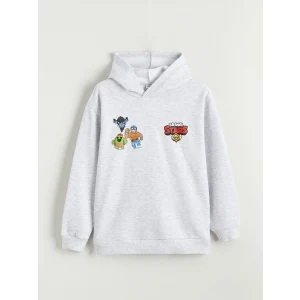 LCW Kids Gri Brawl Stars Baskılı Erkek Çocuk Kalın Sweatshirt