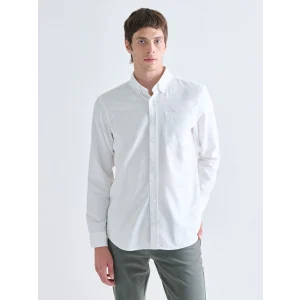 SOUTHBLUE Beyaz Regular Fit Uzun Kollu Erkek Oduncu Gömlek