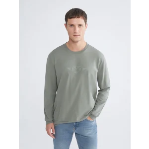 LCWAIKIKI Classic Haki Bisiklet Yaka Baskılı Erkek Sweatshirt