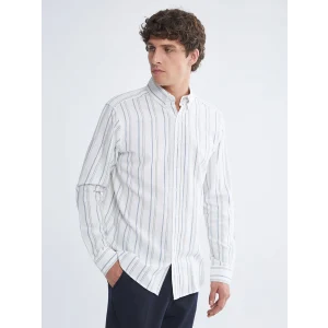 SOUTHBLUE Mavi Regular Fit Uzun Kollu Çizgili Armürlü Erkek Gömlek