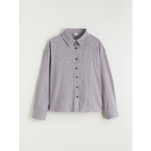 LCW Kids Lila Ekose Taşlı Kız Çocuk Gömlek