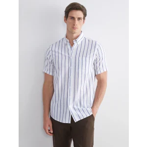 LCWAIKIKI Classic Lacivert Regular Fit Çizgili Erkek Gömlek