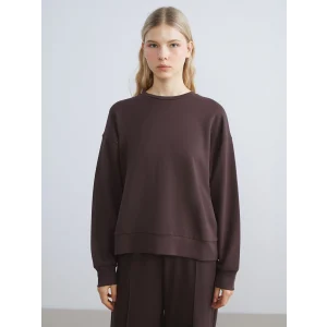 XSIDE Kahverengi Bisiklet Yaka Oversize Kadın Sweatshirt