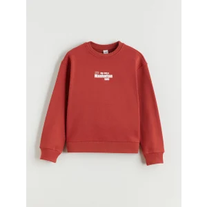 LCW Kids Kırmızı Bisiklet Yaka Baskılı Kız Çocuk Kalın Sweatshirt