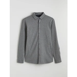 SOUTHBLUE Antrasit Slim Fit Çizgili Erkek Gömlek