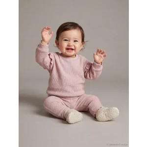 LCW baby Pembe Bisiklet Yaka Basic Kız Çocuk Sweatshirt ve Tayt