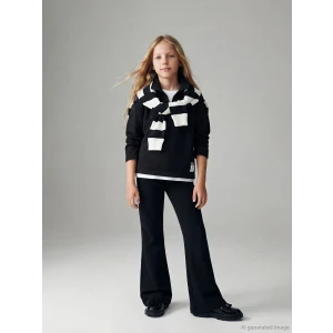 LCW Kids Siyah Polo Yaka Kız Çocuk Soft Touch Eşofman Takım