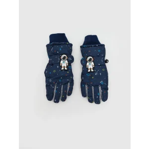 LCW ACCESSORIES Lacivert Baskılı Erkek Çocuk Kar Eldiveni