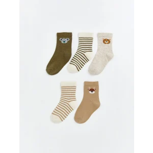 LCW baby Yeşil Hayvan Desenli Erkek Bebek Soket Çorap 5li