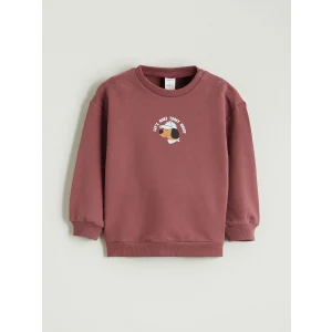 LCW baby Pembe Bisiklet Yaka Baskılı Erkek Bebek Sweatshirt