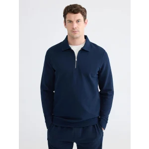 LCWAIKIKI Classic Lacivert Polo Yaka Erkek Sweatshirt
