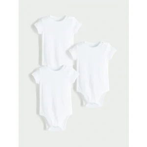 LCW baby Ekru Basic Erkek Bebek Çıtçıtlı Body 3lü