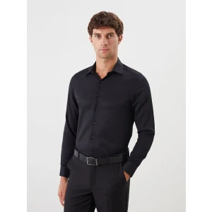 LCWAIKIKI Classic Siyah Slim Fit Uzun Kollu Armürlü Erkek Gömlek