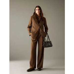 LCW Vision Bej Beli Kemerli Geniş Paça Kadın Pantolon