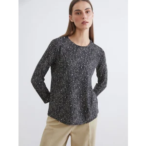 LCW Grace Siyah Bisiklet Yaka Desenli Bluz