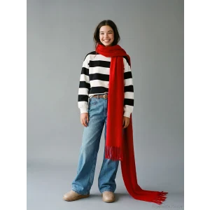 LCW Kids Siyah Bisiklet Yaka Çizgili Kız Çocuk Kalın Sweatshirt