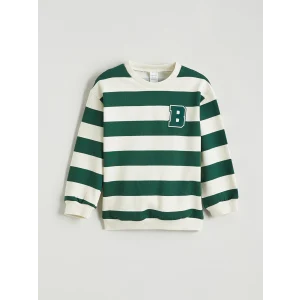 LCW baby Ekru Çizgili Erkek Bebek Kalın Sweatshirt