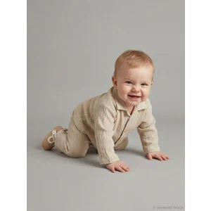 LCW baby Bej Müslin Erkek Bebek Gömlek ve Pantolon