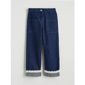 LCW Kids İndigo Beli Lastikli Kız Çocuk Jean Pantolon