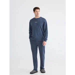 LC WAIKIKI Lacivert Standart Kalıp Erkek Baskılı Pijama Takım