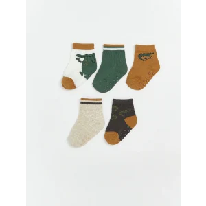 LCW baby Ekru Desenli Erkek Bebek Soket Çorap 5li