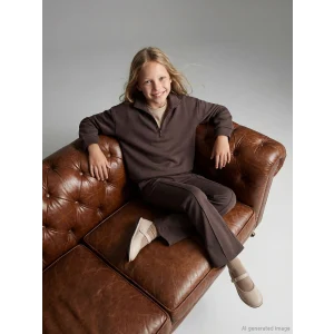 LCW Kids Kahverengi Dik Yaka Kız Çocuk Soft Touch Eşofman Takımı