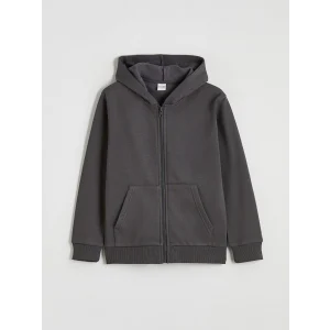 LCW Kids Antrasit Kapüşonlu Erkek Çocuk Fermuarlı Sweatshirt