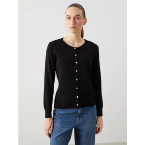 LCWAIKIKI Classic Siyah Bisiklet Yaka Kadın Triko Hırka