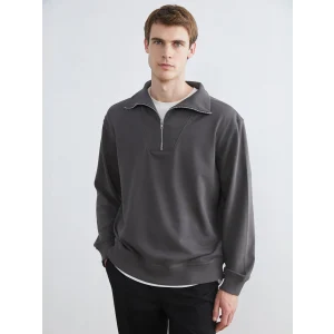 LCW Vision Antrasit Fermuarlı Dik Yaka Erkek Sweatshirt