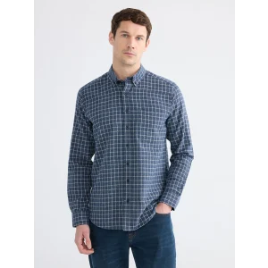 LCWAIKIKI Classic İndigo Regular Fit Ekose Erkek Gömlek