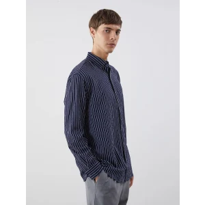 LCW Vision Lacivert Slim Fit Çizgili Erkek Gömlek