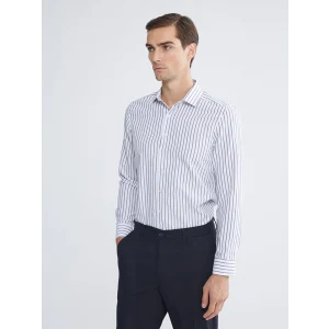 LCWAIKIKI Classic Lacivert Slim Fit Uzun Kollu Çizgili Erkek Gömlek
