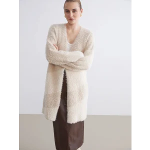 LCWAIKIKI Classic Kahverengi Şal Yaka Renk Bloklu Kadın Triko Hırka