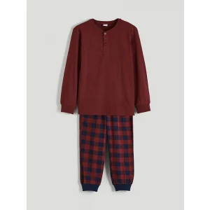 LCW Kids Bordo Bisiklet Yaka Erkek Çocuk Pijama Takımı