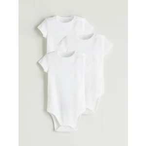 LCW baby Ekru Bisiklet Yaka Kız Bebek Çıtçıtlı Body 3lü