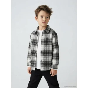 LCW Kids Siyah Uzun Kollu Ekose Erkek Çocuk Gömlek