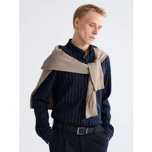 LCW Vision Lacivert Regular Fit Uzun Kollu Çizgili Erkek Gömlek