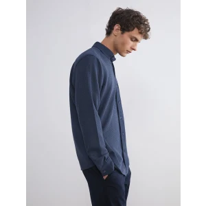 LCW Vision Petrol Slim Fit Uzun Kollu Erkek Dokulu Gömlek