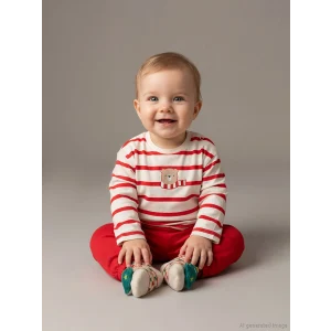 LCW baby Ekru Baskılı Kız Bebek Sweatshirt ve Eşofman Altı