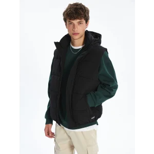 XSIDE Siyah Standart Kalıp Kapüşonlu Erkek Şişme Yelek